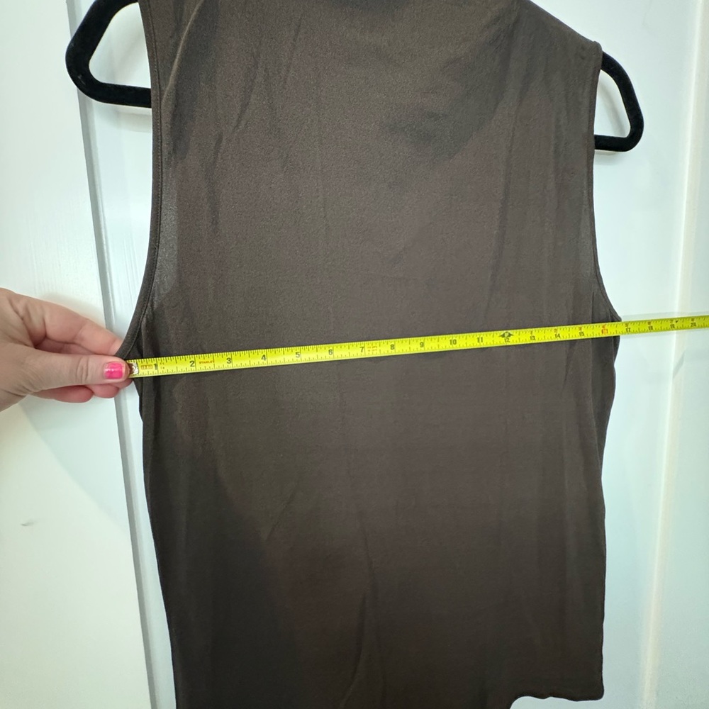 Ellen Tracy Sleeveless Brown Tank Top SILK SZ LARGE - Picture 4 of 11